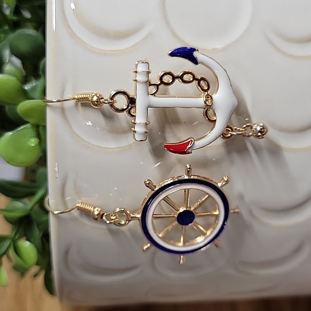 Last Pair Anchors Aweigh Nautical Earrings